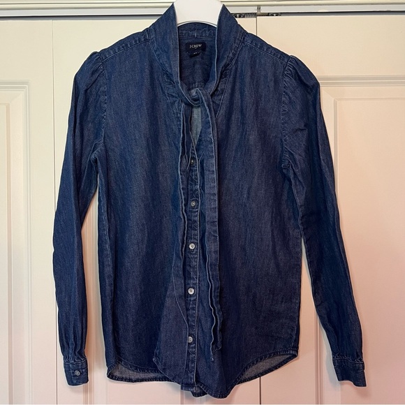 J. Crew Tops - J Crew women’s chambray tie-neck v-neck button down shirt. Size XS.